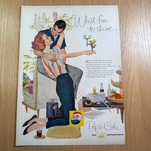 Pepsi Cola What Fun To Share 1958 Vintage Magazine Ad Page Retro Advertisement